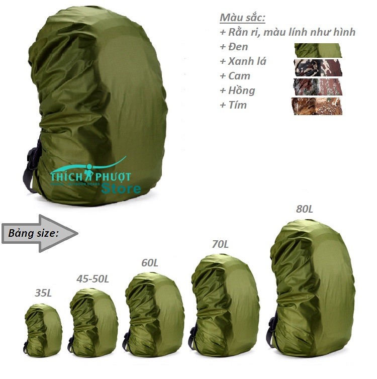 size áo mưa ba lô